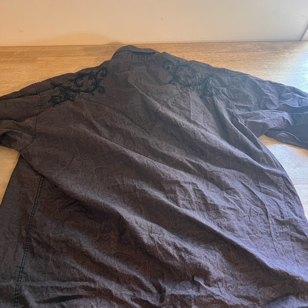 VTG Panhandle Slim Shirt Mens XL Black Pearl Snap Western Cowboy Long Sleeve 90s - Picture 4 of 4
